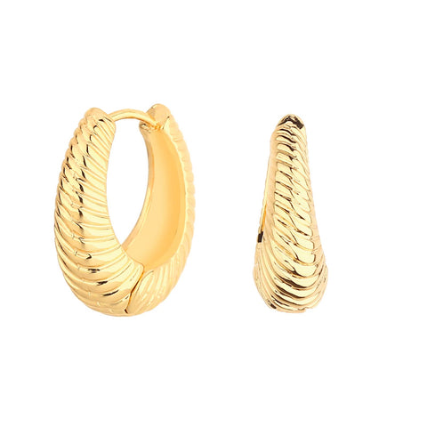 Wgoud Chunky Huggie Hoop Earring 14K Gold Hoop Earrings for Men Women Hypoallergenic, Thick Hoops Earring set, Twist Hoop Earring (6 Prs Chunky Gold) wgoud
