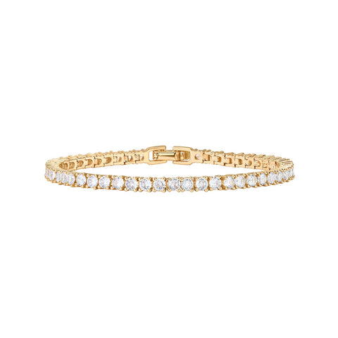 PAVOI 14K Gold Plated Cubic Zirconia Classic Tennis Bracelet | Yellow Gold Bracelets for Women | 7 Inches PAVOI