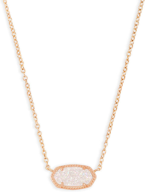 Kendra Scott Elisa Pendant Necklace for Women, Fashion Jewelry, 14k Rose Gold-Plated, Iridescent Drusy Kendra Scott