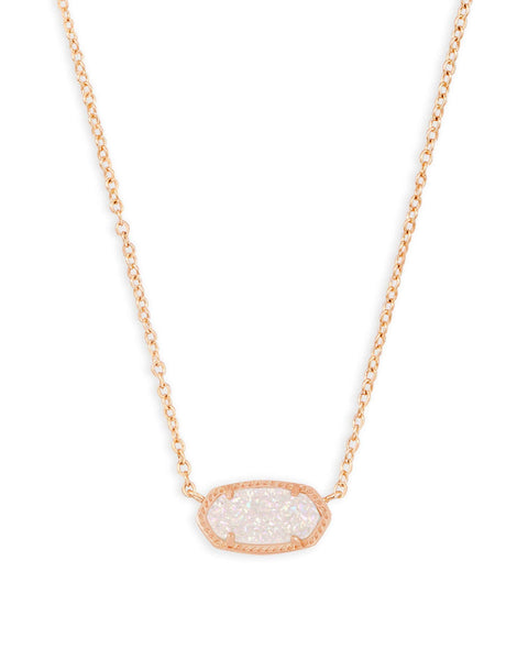 Kendra Scott Elisa Pendant Necklace for Women, Fashion Jewelry, 14k Rose Gold-Plated, Iridescent Drusy Kendra Scott