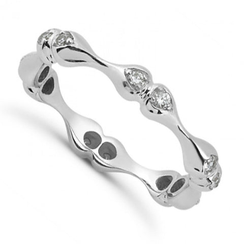 Madina Jewelry 0.36 ct Ladies Round Cut Diamond Eternity Wedding Band Ring in Prong Setting in 14 kt White Gold in Size 10 Madina Jewelry