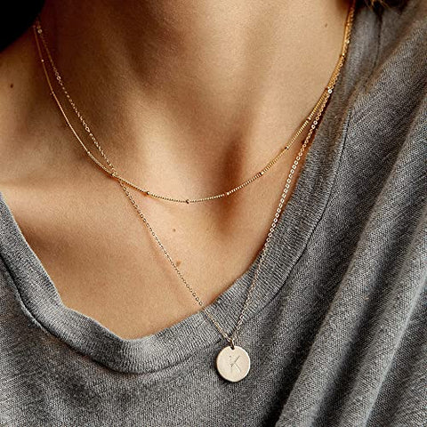Vjoypro Gold Layered Long Necklaces for Women, 14K Gold Plated Initial N Letter Layering Choker Coin Pendant Necklace Dainty Bar Necklaces Jewelry Gifts for Women Trendy Necklaces Vjoypro