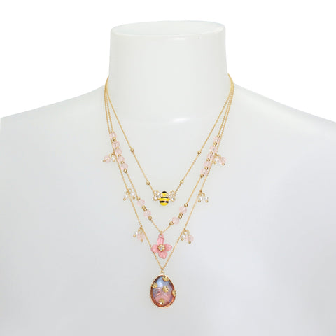 Betsey Johnson Womens Spring Charm Layered Necklace Betsey Johnson