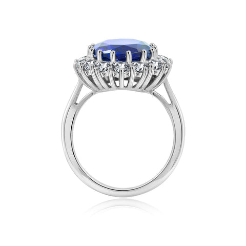 Amazon Collection Platinum-Plated Sterling Silver Celebrity "Kate" Ring made with Infinite Elements Cubic Zirconia Accents, Size 7 Amazon Essentials