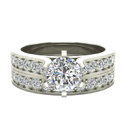 Glitz Design Classic Channel Engagement Ring Set Sparkling Diamond Wedding Set 1.10 ctw 14K White Gold (J, I1) RS 5 Glitz Design