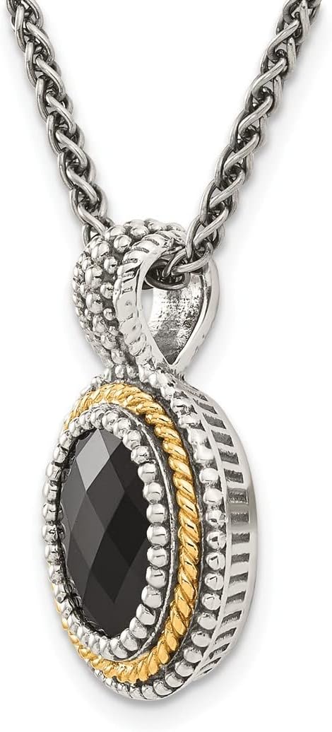 925 Sterling Silver Lobster Claw Closure With 14k Black Simulated Onyx Necklace Measures 14mm Wide Jewelry Gifts for Women JewelryWeb