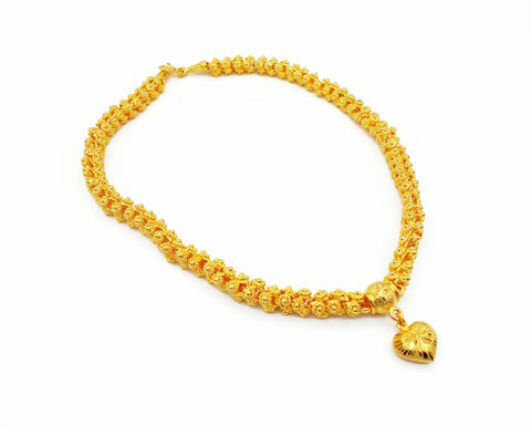Heart Pikun Flower 22k 23k 24k Thai Baht Yellow Gold GP Necklace Pendant Jewelry Women Thai gold jewelry
