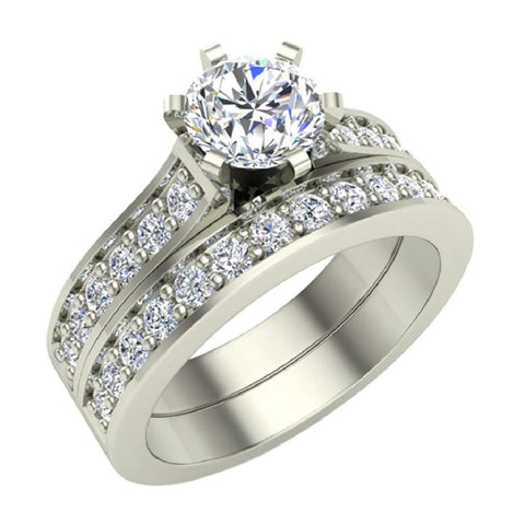 Glitz Design Classic Channel Engagement Ring Set Sparkling Diamond Wedding Set 1.10 ctw 14K White Gold (J, I1) RS 5 Glitz Design