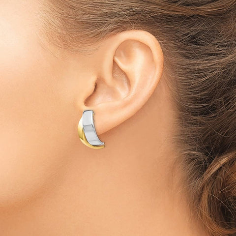 14k Two Tone Gold Polished Post Earrings Measures 10x4mm Wide Jewelry Gifts for Women JewelryWeb