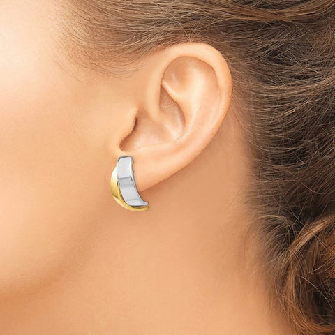 14k Two Tone Gold Polished Post Earrings Measures 10x4mm Wide Jewelry Gifts for Women JewelryWeb