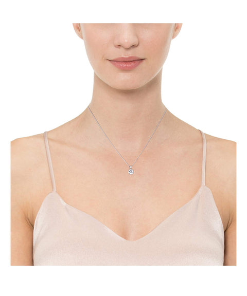 Amazon Essentials Platinum Plated Sterling Silver Cubic Zirconia Round Cut Solitaire Pendant Necklace (8mm), 18" Amazon Essentials
