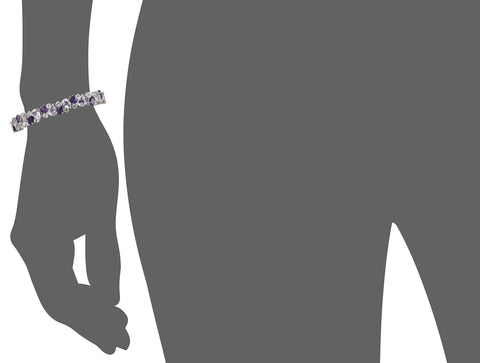 Amazon Essentials Sterling Silver Genuine Amethyst and White Topaz Tonal Gemstone Bracelet, 7.25" (previously Amazon Collection) Amazon Essentials