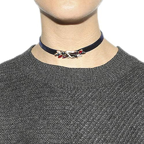 Ben-Amun Black Choker Necklace with Swarovski Crystals, 24K Gold Plating, Mod Victorian Burgundy Velvet Handmade Jewelry for Women, Made in New York Ben-Amun Jewelry