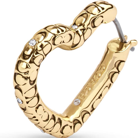 COACH Womens Signature Quilted Heart Hoop Earrings Coach