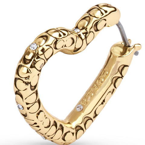 COACH Womens Signature Quilted Heart Hoop Earrings Coach