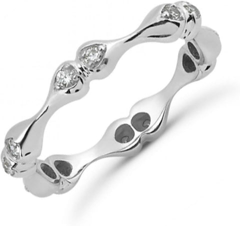 Madina Jewelry 0.36 ct Ladies Round Cut Diamond Eternity Wedding Band Ring in Prong Setting in 14 kt White Gold in Size 10 Madina Jewelry
