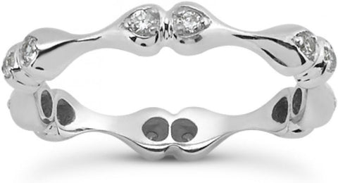Madina Jewelry 0.36 ct Ladies Round Cut Diamond Eternity Wedding Band Ring in Prong Setting in 14 kt White Gold in Size 10 Madina Jewelry