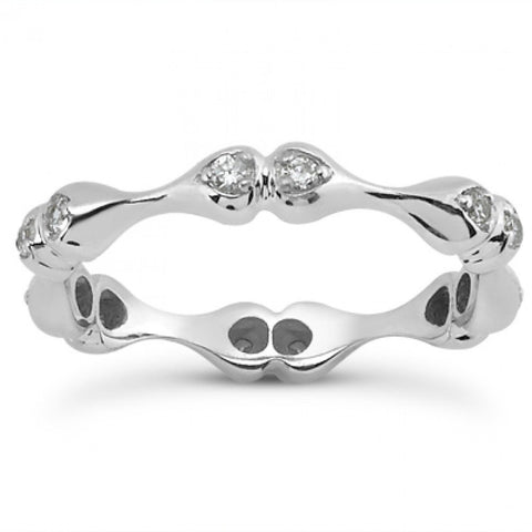 Madina Jewelry 0.36 ct Ladies Round Cut Diamond Eternity Wedding Band Ring in Prong Setting in 14 kt White Gold in Size 10 Madina Jewelry