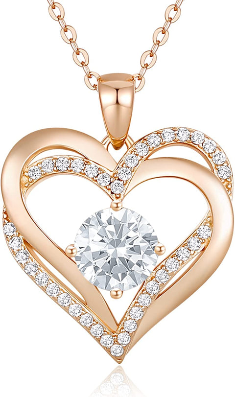 LOUISA SECRET Love Heart Birthstone Necklaces for Women, 925 Sterling Silver Women Pendant Necklace, Mother’s Day Birthday Anniversary Jewelry Gift for Woman Mother Mom Wife Her Girlfriend Girl LOUISA SECRET