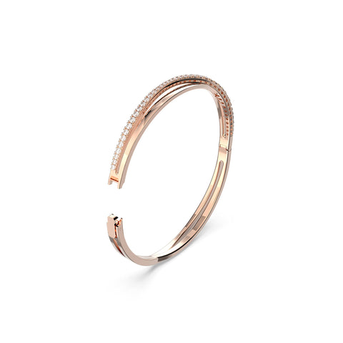 SWAROVSKI Twist Rows Bangle Bracelet with Clear Crystals on a Rhodium Plated Setting, Size One SWAROVSKI