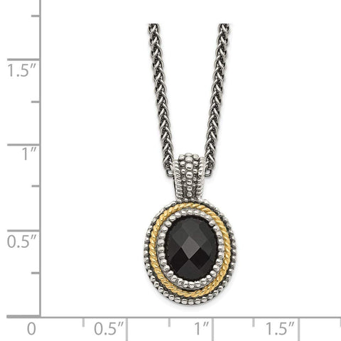 925 Sterling Silver Lobster Claw Closure With 14k Black Simulated Onyx Necklace Measures 14mm Wide Jewelry Gifts for Women JewelryWeb