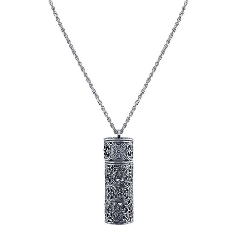 1928 Jewelry Women's Antiqued Pewter Filigree Covered 3.69 Ml Glass Vial Pendant Necklace Enhancer, 30 1928 Jewelry Company