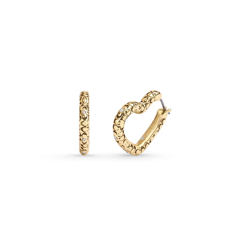 COACH Womens Signature Quilted Heart Hoop Earrings Coach
