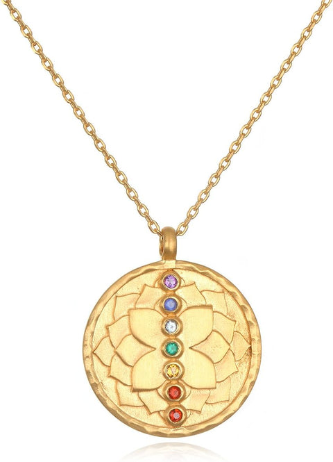 Satya Jewelry Multi Stone Chakra Pendant Necklace 18-Inch, One Size Satya Jewelry