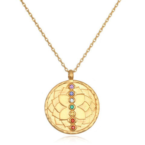 Satya Jewelry Multi Stone Chakra Pendant Necklace 18-Inch, One Size Satya Jewelry