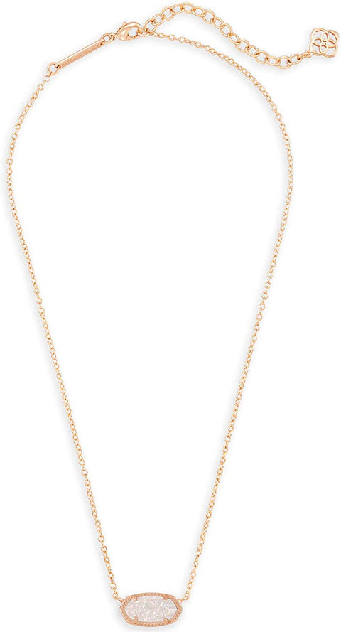 Kendra Scott Elisa Pendant Necklace for Women, Fashion Jewelry, 14k Rose Gold-Plated, Iridescent Drusy Kendra Scott