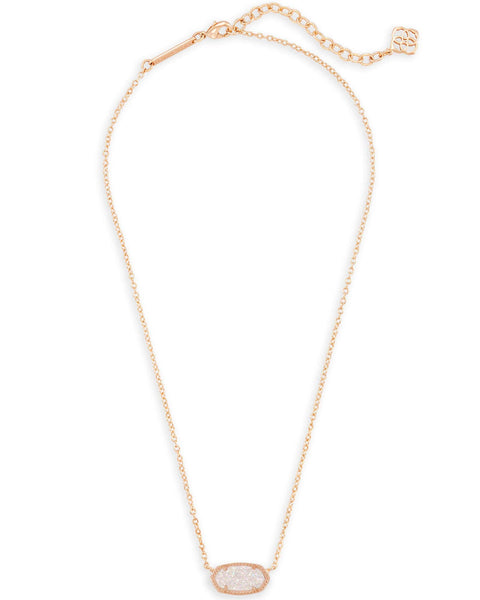 Kendra Scott Elisa Pendant Necklace for Women, Fashion Jewelry, 14k Rose Gold-Plated, Iridescent Drusy Kendra Scott