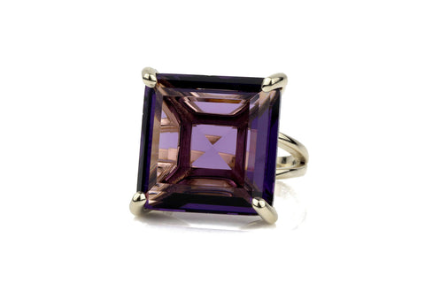 Artisan-made Big Amethyst Ring with 925 Sterling Silver Band - Stunning Amethyst Jewelry for Women - February Birthstone Jewelry for Occasions and Everyday Wear - With Box ANEMONE JEWELRY