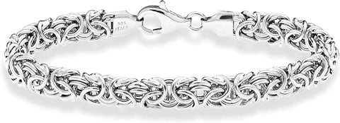 Miabella Italian 925 Sterling Silver Byzantine Bracelet for Women, Handmade in Italy (Length 8 Inches) Miabella