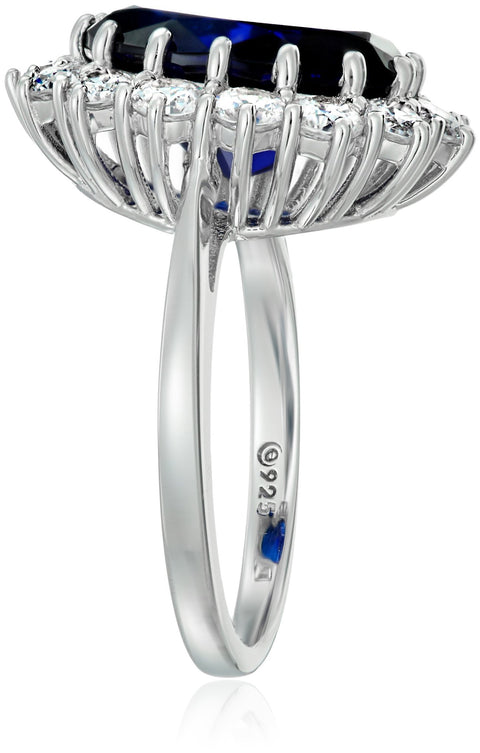 Amazon Collection Platinum-Plated Sterling Silver Celebrity "Kate" Ring made with Infinite Elements Cubic Zirconia Accents, Size 7 Amazon Essentials