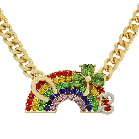 Betsey Johnson Womens Lucky Rainbow Pendant Necklace Betsey Johnson