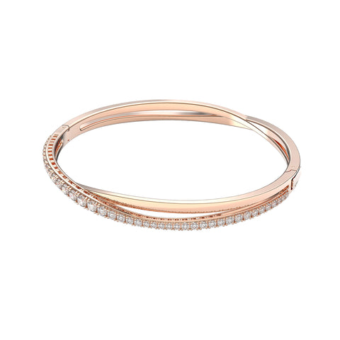 SWAROVSKI Twist Rows Bangle Bracelet with Clear Crystals on a Rhodium Plated Setting, Size One SWAROVSKI
