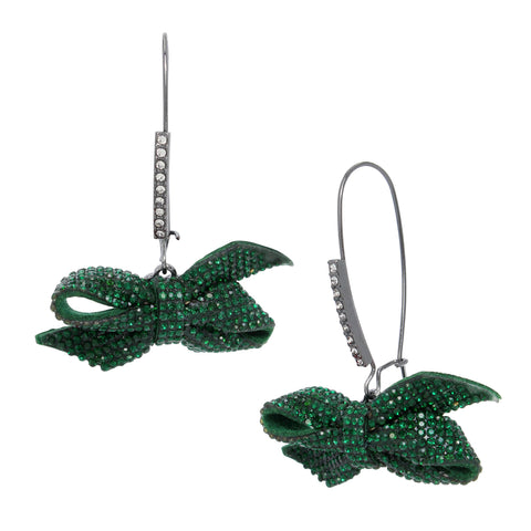 Betsey Johnson Womens Pavé Bow Dangle Earrings Betsey Johnson