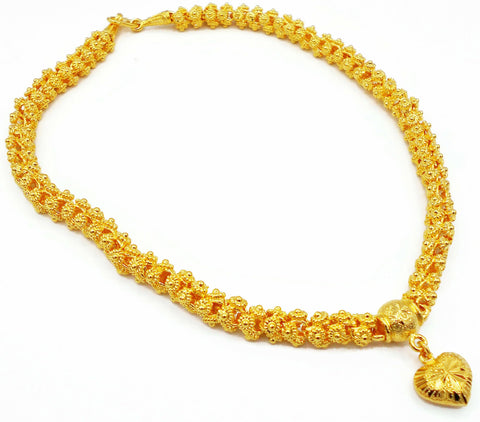 Heart Pikun Flower 22k 23k 24k Thai Baht Yellow Gold GP Necklace Pendant Jewelry Women Thai gold jewelry