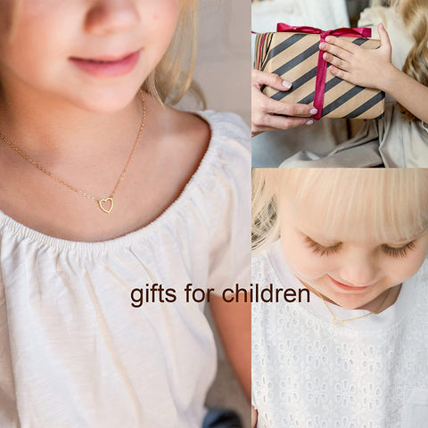 Tewiky Heart Necklace, Cute Necklaces for Teen Girls 14k Gold Plated Trendy Open Heart Choker Necklaces Aesthetic Dainty Gold Necklace Simple Gold Jewelry for Women Girls Gifts Tewiky