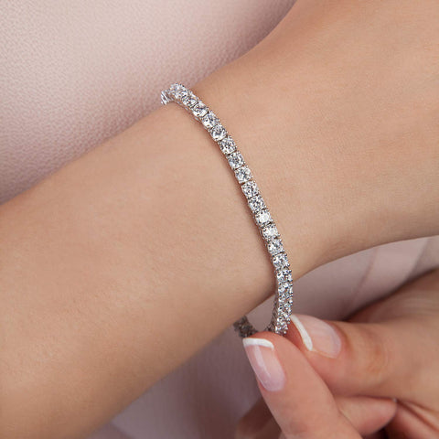 PAVOI 14K Gold Plated Cubic Zirconia Classic Tennis Bracelet | Yellow Gold Bracelets for Women | 7 Inches PAVOI