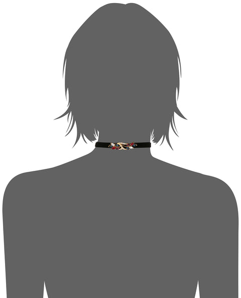 Ben-Amun Black Choker Necklace with Swarovski Crystals, 24K Gold Plating, Mod Victorian Burgundy Velvet Handmade Jewelry for Women, Made in New York Ben-Amun Jewelry