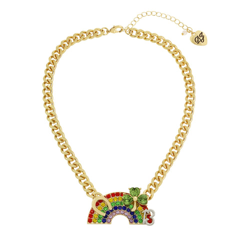 Betsey Johnson Womens Lucky Rainbow Pendant Necklace Betsey Johnson