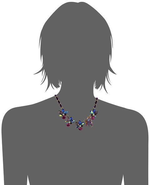 Betsey Johnson womens Butterfly & Stone Cluster Frontal Necklace Betsey Johnson