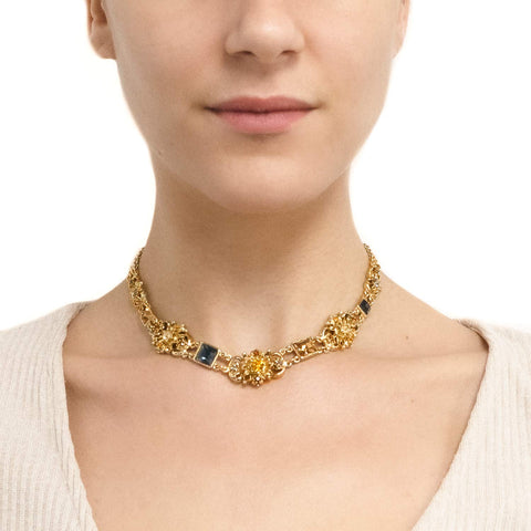 Ben-Amun Arabian Nights Collection Swarovski Crystal Gold Plated New York Fashion Jewelry, Deco Station Choker Ben-Amun Jewelry