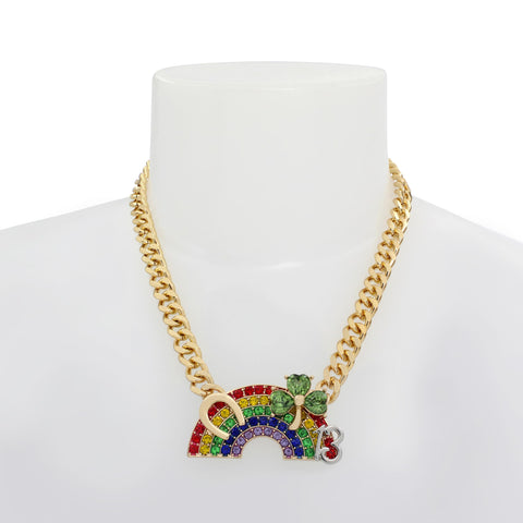 Betsey Johnson Womens Lucky Rainbow Pendant Necklace Betsey Johnson