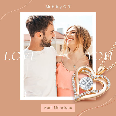 LOUISA SECRET Love Heart Birthstone Necklaces for Women, 925 Sterling Silver Women Pendant Necklace, Mother’s Day Birthday Anniversary Jewelry Gift for Woman Mother Mom Wife Her Girlfriend Girl LOUISA SECRET