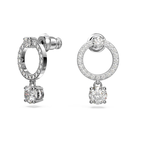 Swarovski Attract Circle Pierced Earrings with Circle Cut Crystals and matching Pavé on a Rhodium Plated Post with Butterfly Back Closure SWAROVSKI