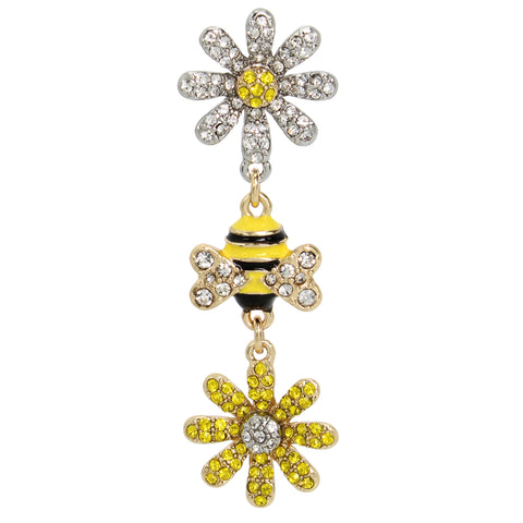 Betsey Johnson Womens Bee & Daisy Mismatch Drop Earrings Betsey Johnson
