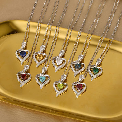AGVANA May Birthstone Jewelry Mothers Day Gifts for Mom Emerald Necklace for Women Sterling Silver Rose Flower Heart Pendant Necklace Anniversary Birthday Gifts for Women Girls Mom Wife Lady Her AGVANA