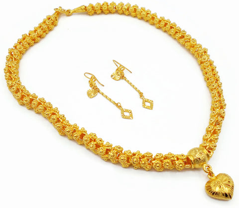 Heart Pikun Flower 22k 23k 24k Thai Baht Yellow Gold GP Necklace Pendant Jewelry Women Thai gold jewelry